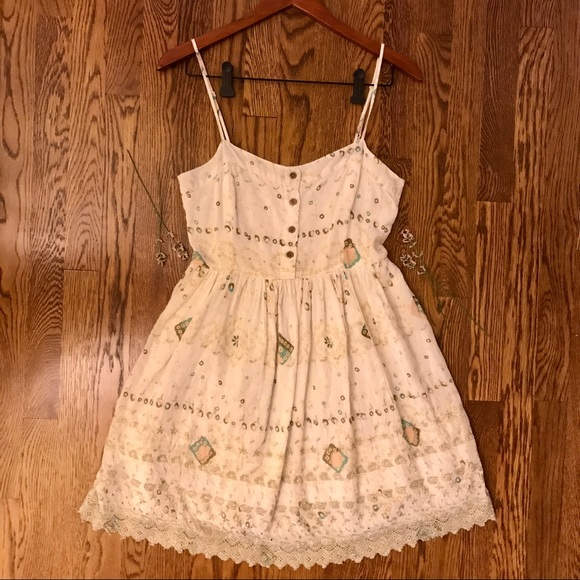 Free People Dresses & Skirts - Romantic White Boho Dress with Silver Embroidery